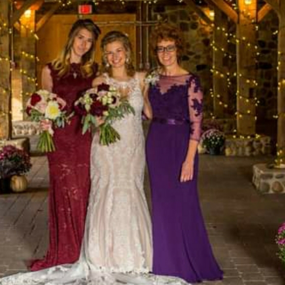 Plum Mother of the Bride Bridesmaid Dress Lace 10 - Picture 12 of 15